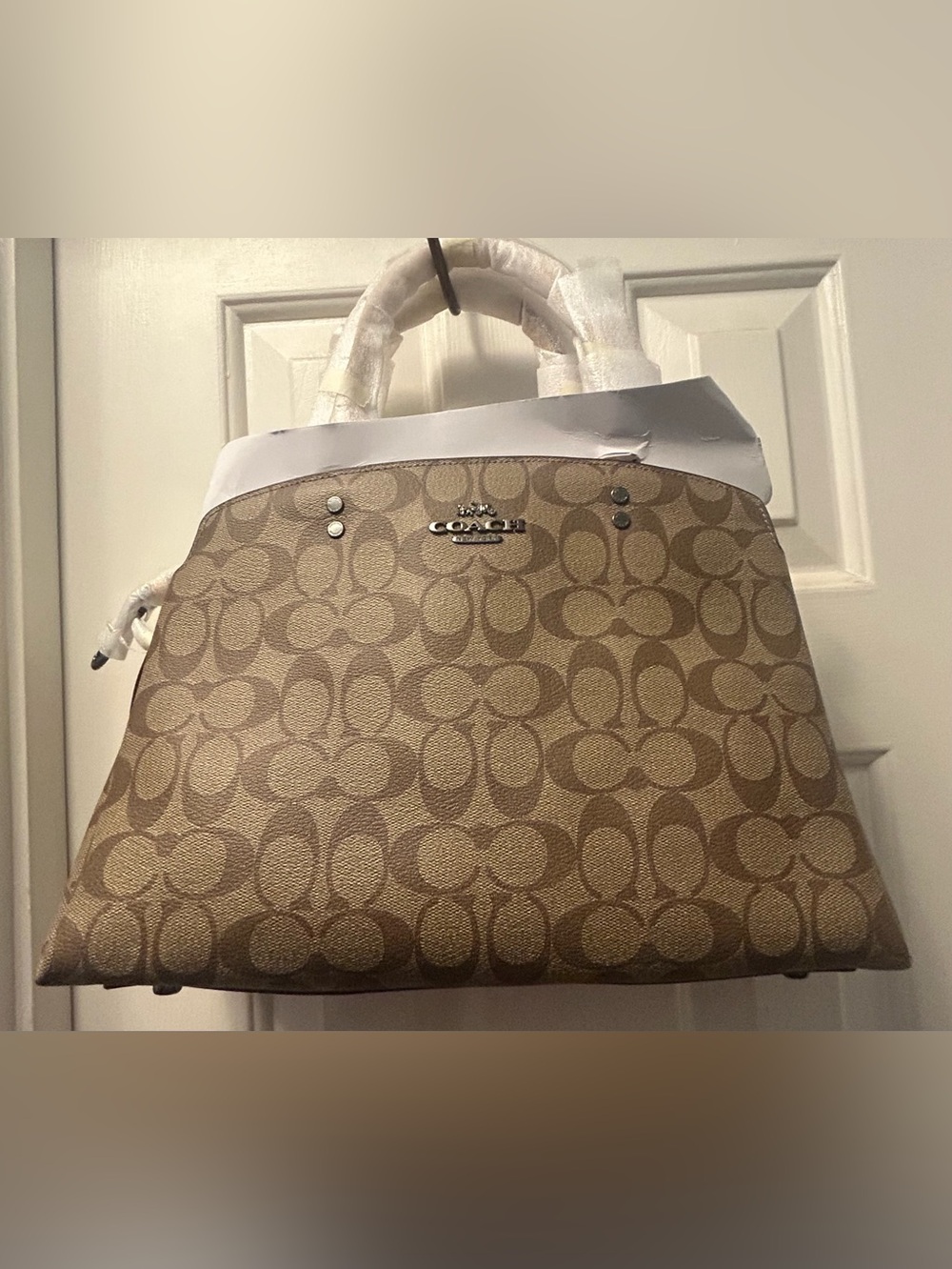 NWT Coach Signature Tan and Yellow Lillie Crossbody Satchel